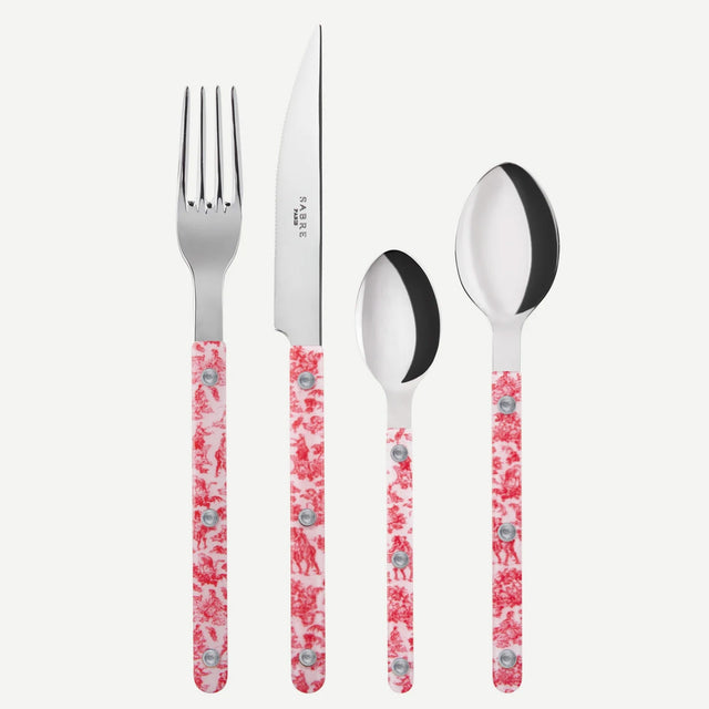 Sabre Bistrot Shiny Toile Red 4 Pieces Cutlery Set, 033