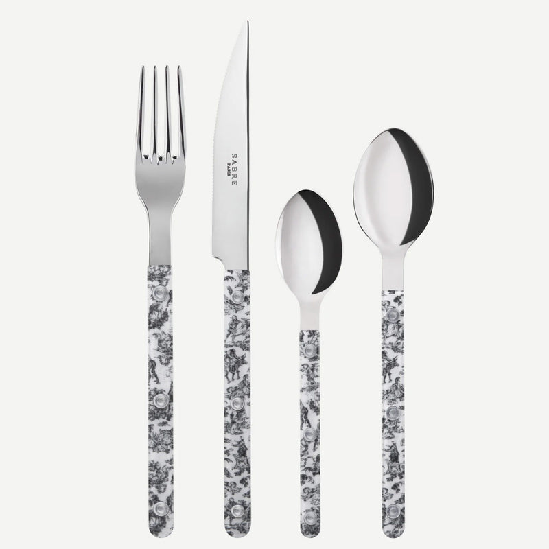 Sabre Bistrot Shiny Toile Black 4 Pieces Cutlery Set, 040