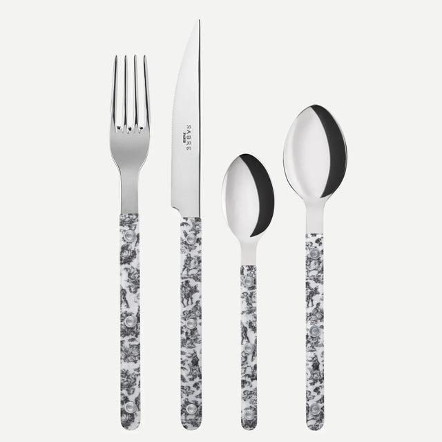 Sabre Bistrot Shiny Toile Black 24 Pieces Cutlery Set, 041