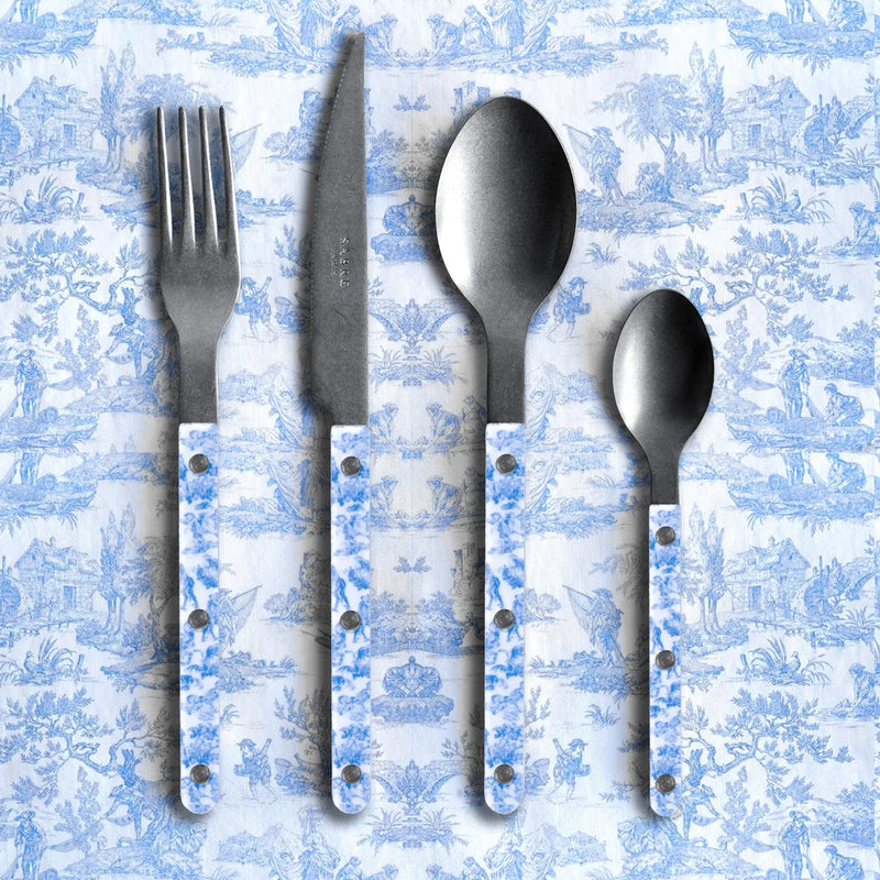 Sabre Bistrot Vintage Toile Blue 4 Pieces Cutlery Set, 033