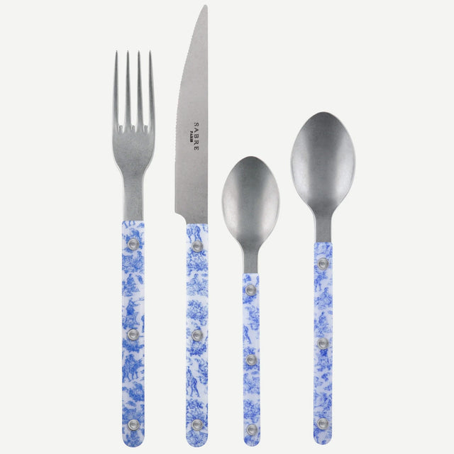 Sabre Bistrot Vintage Toile Blue 4 Pieces Cutlery Set, 033