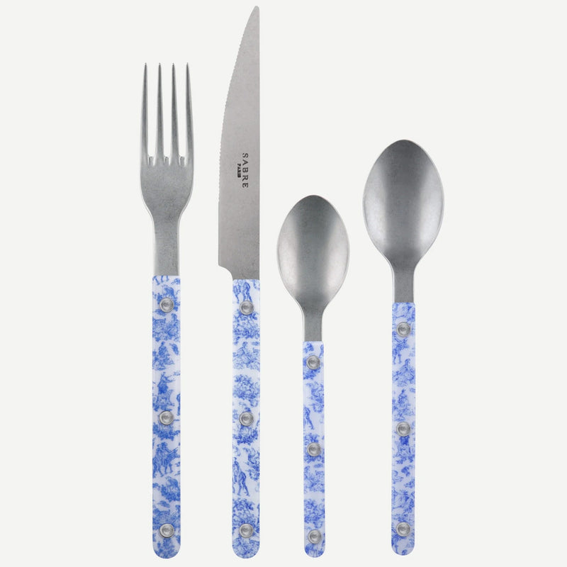Sabre Bistrot Vintage Toile Blue 4 Pieces Cutlery Set, 033