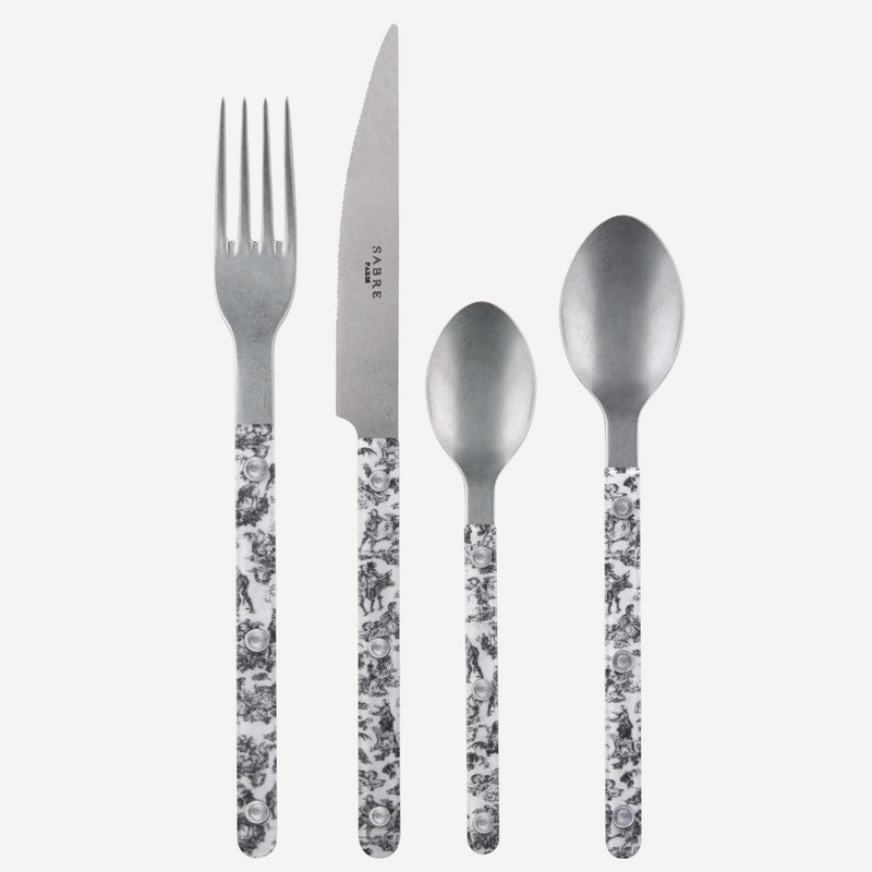 Sabre Bistrot Vintage Toile Black 4 Pieces Cutlery Set, 040