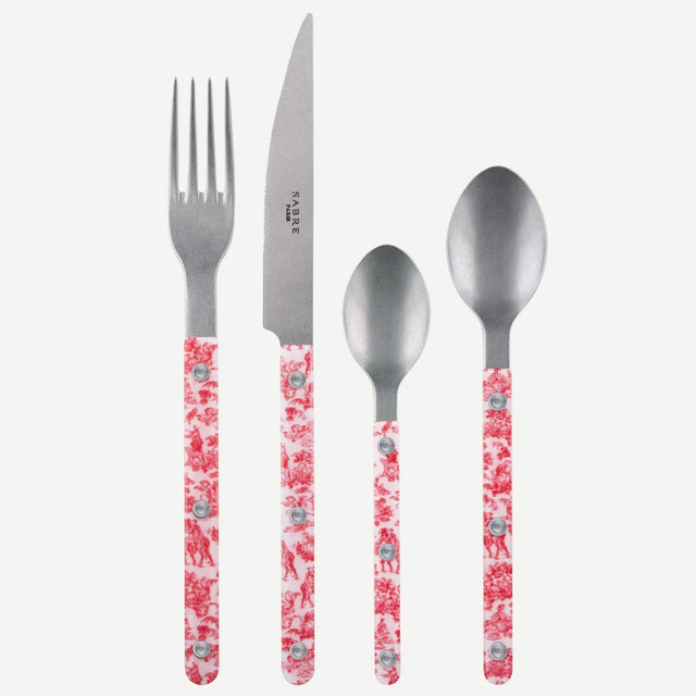 Sabre Bistrot Vintage Toile Red 24 Pieces Cutlery Set, 041