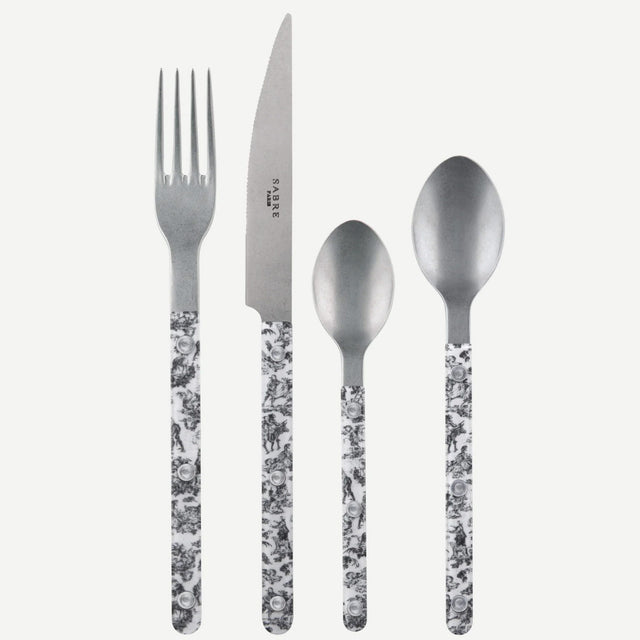 Sabre Bistrot Vintage Toile Black 24 Pieces Cutlery Set, 041