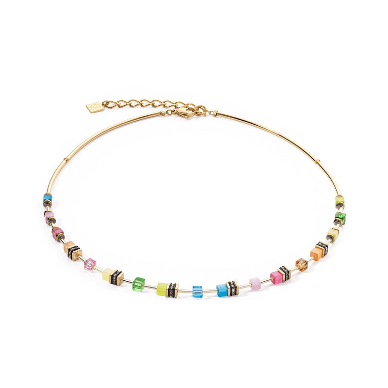 Coeur De Lion Geo Cube Synthetic Tiger's Eye Multicoloured Necklace