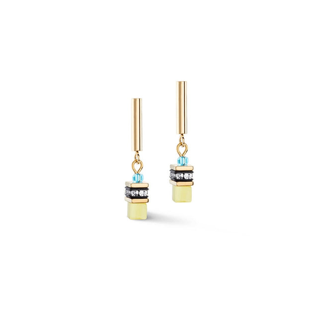 Coeur De Lion Geo Cube Synthetic Tiger's Eye Multicoloured Earrings
