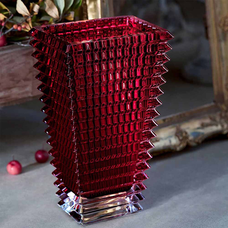Baccarat Eye Rectangular Red Tall Vase