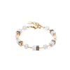 Coeur De Lion Geo Cube Synthetic Tiger's Eye White Gold Bracelet