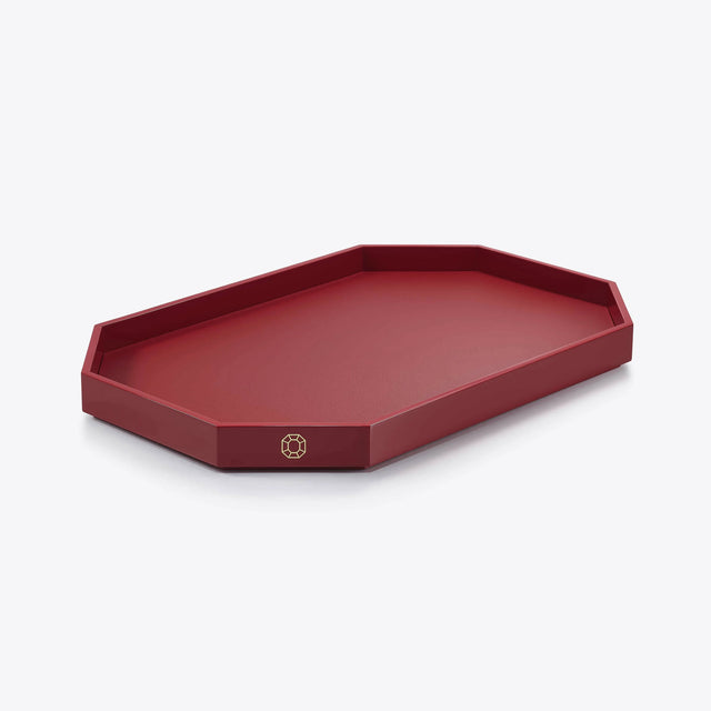 Baccarat Octogone Lacquer Tray, Red, Large