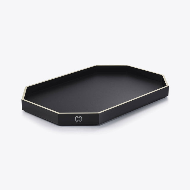 Baccarat Octogone Lacquer Tray, Black, Large