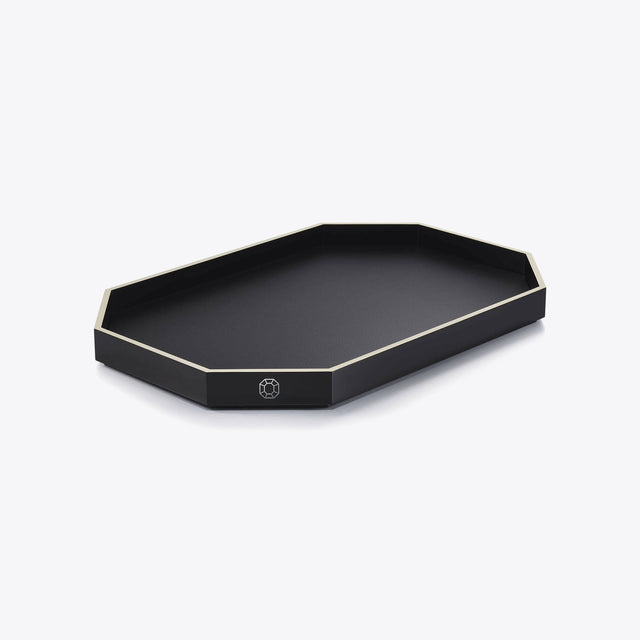 Baccarat Octogone Lacquer Tray, Black, Medium