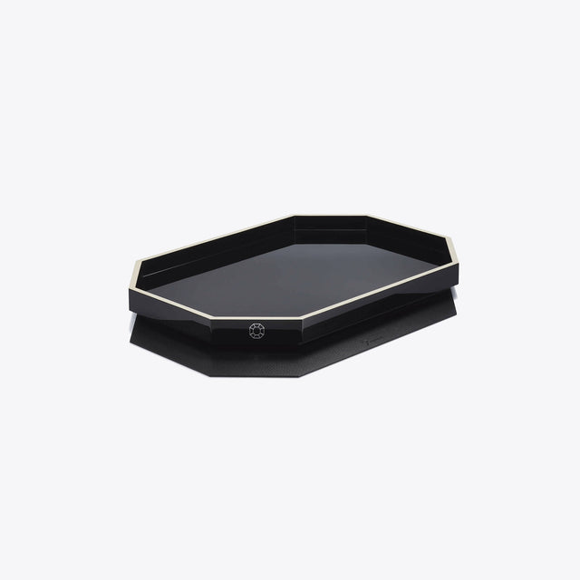 Baccarat Octogone Lacquer Tray, Black, Small
