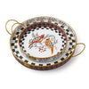 Mackenzie-Childs Holiday Cardinal Round Metal Serving Trays, Set of 2
