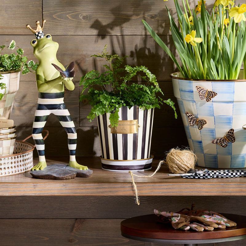 Mackenzie-Childs Courtly Stripe Pots & Saucers, Set of 3