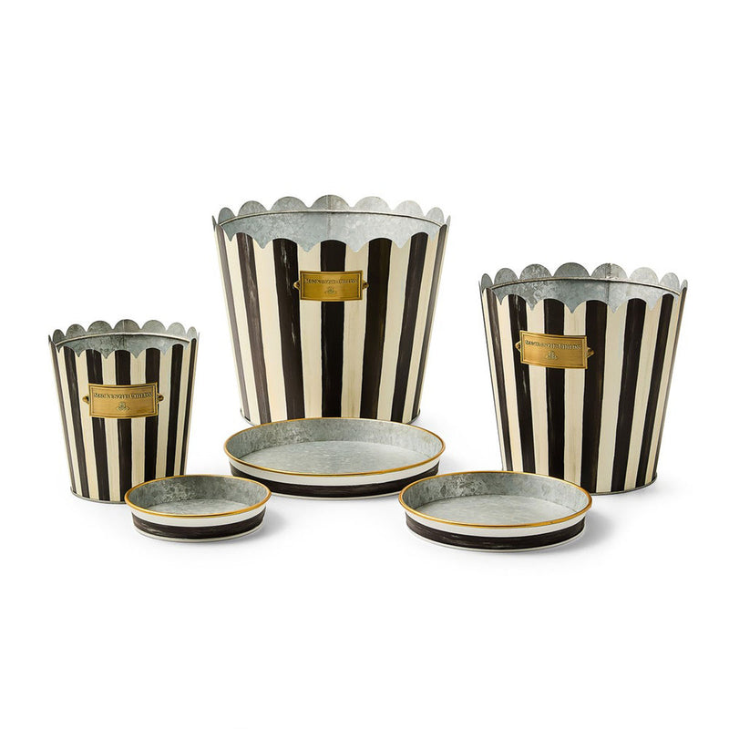 Mackenzie-Childs Courtly Stripe Pots & Saucers, Set of 3
