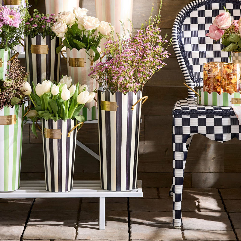 Mackenzie-Childs Courtly Stripe Flower Buckets, Set of 3