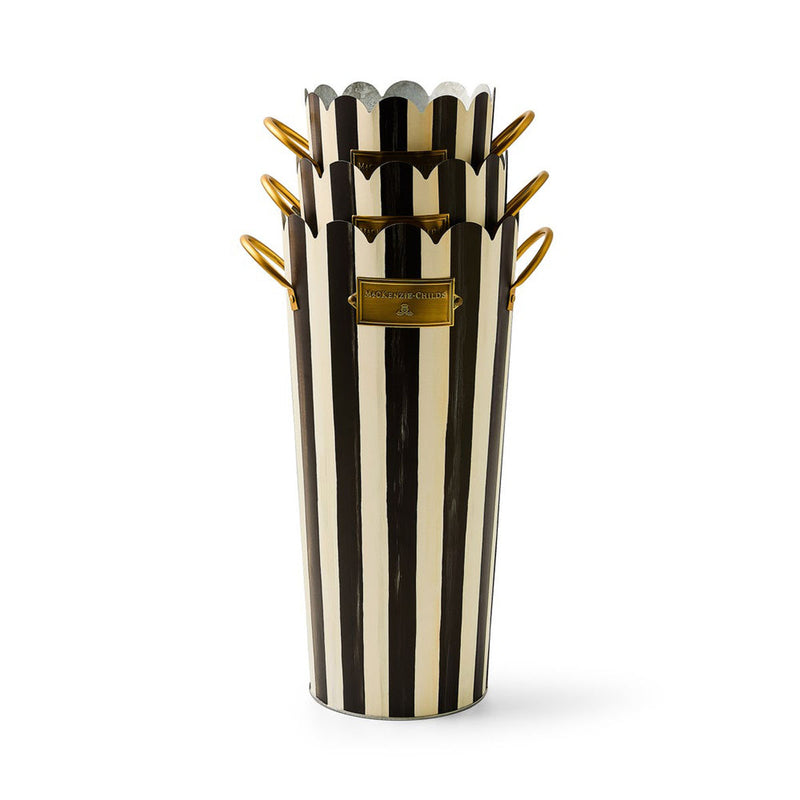 Mackenzie-Childs Courtly Stripe Flower Buckets, Set of 3