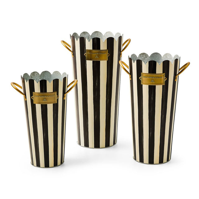Mackenzie-Childs Courtly Stripe Flower Buckets, Set of 3