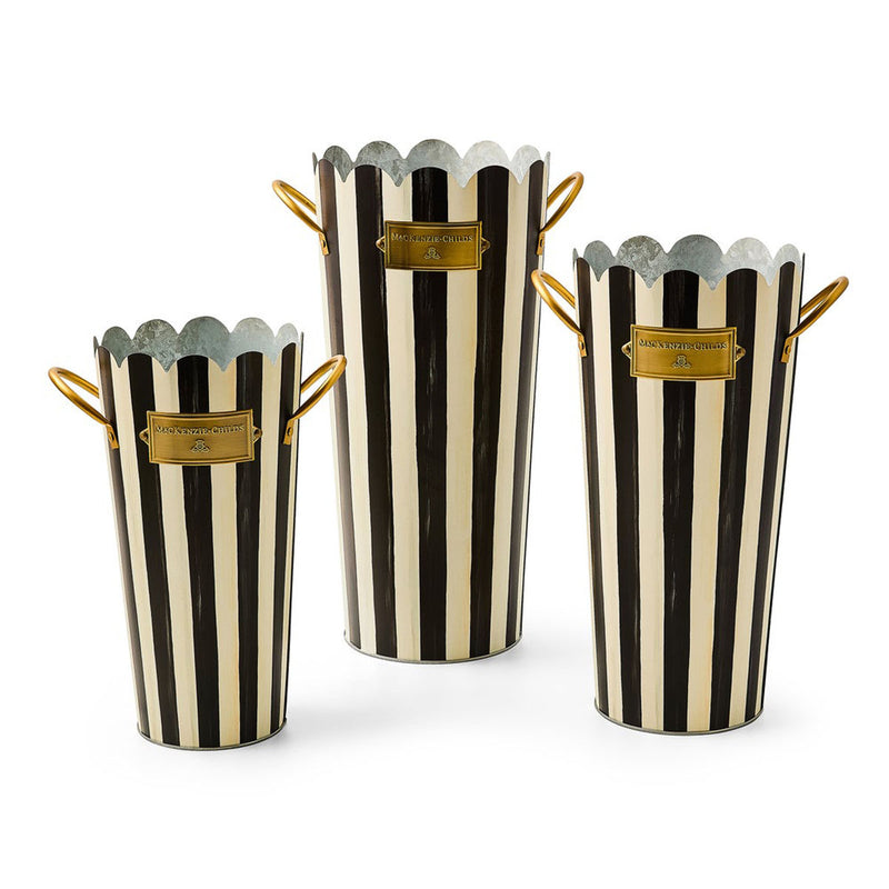 Mackenzie-Childs Courtly Stripe Flower Buckets, Set of 3