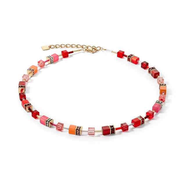 Coeur De Lion Geo Cube Tiger's Eye Rhinestone Necklace