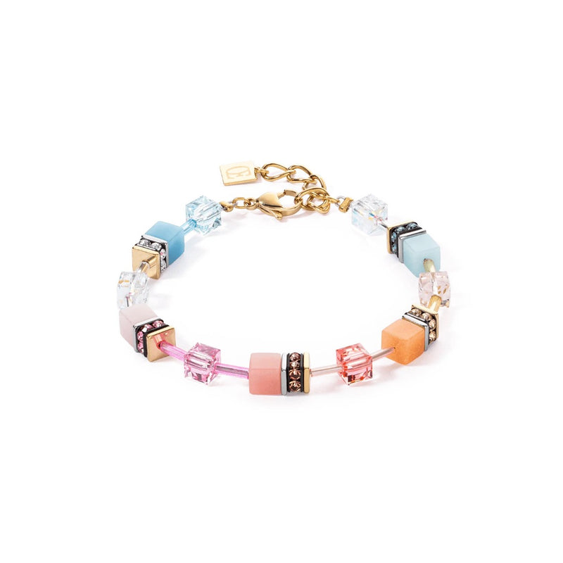 Coeur De Lion Geo Cube Aqua Apricot Bracelet