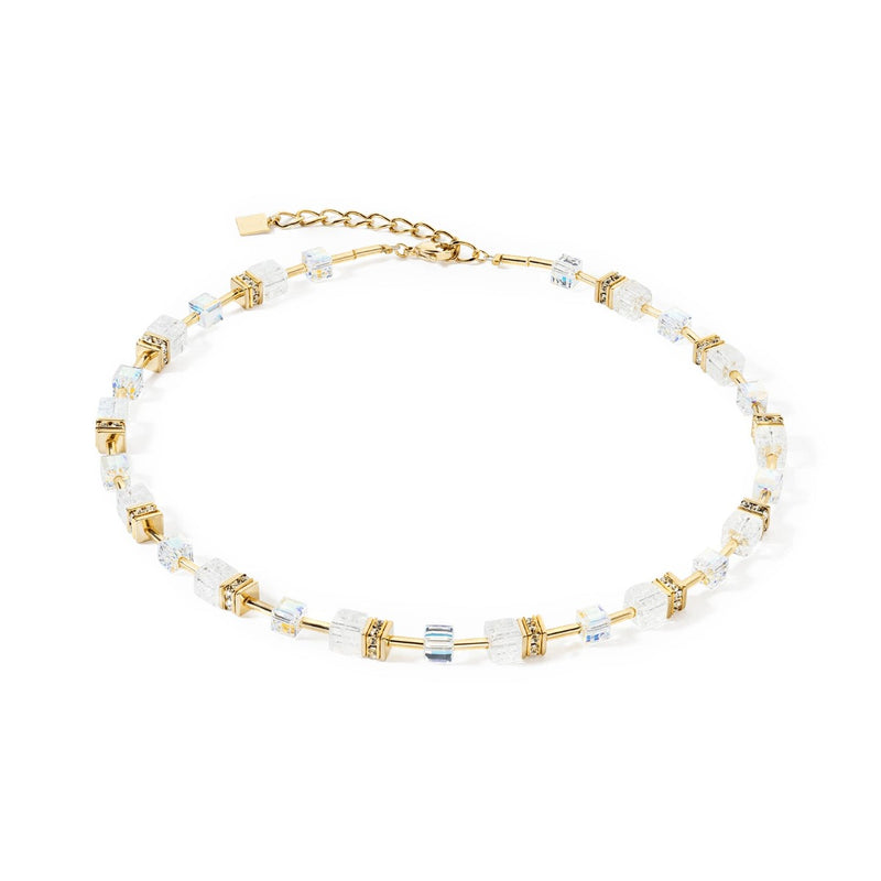 Coeur De Lion Geo Cube White Gold Necklace
