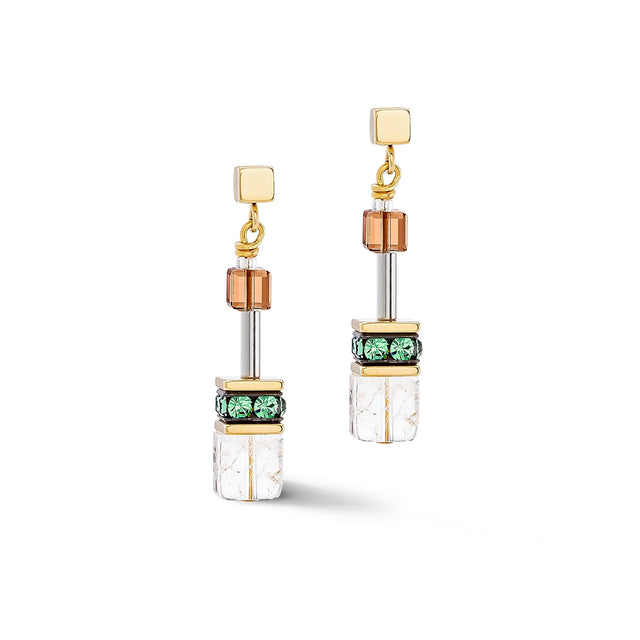 Coeur De Lion GeoCUBE Iconic Nature Earrings, Brown & White