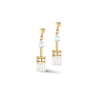 Coeur De Lion Geo Cube White Gold Earrings