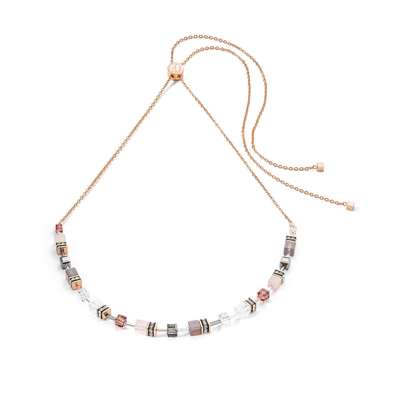 Coeur De Lion GeoCUBE Iconic Nature Chain Necklace, Rose