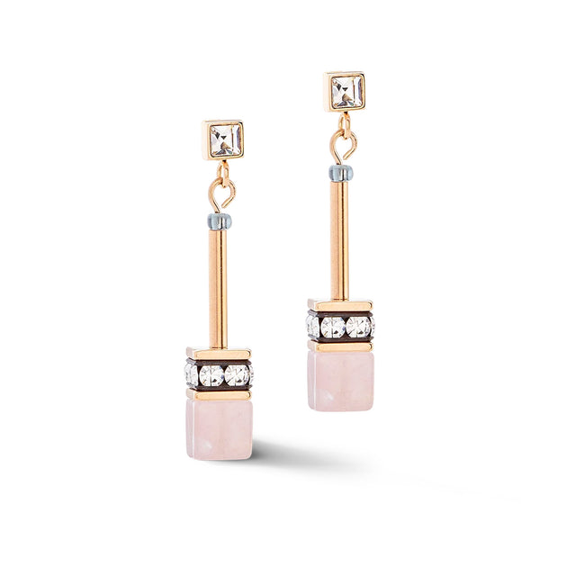 Coeur De Lion GeoCUBE Iconic Nature Chain Earrings, Rose