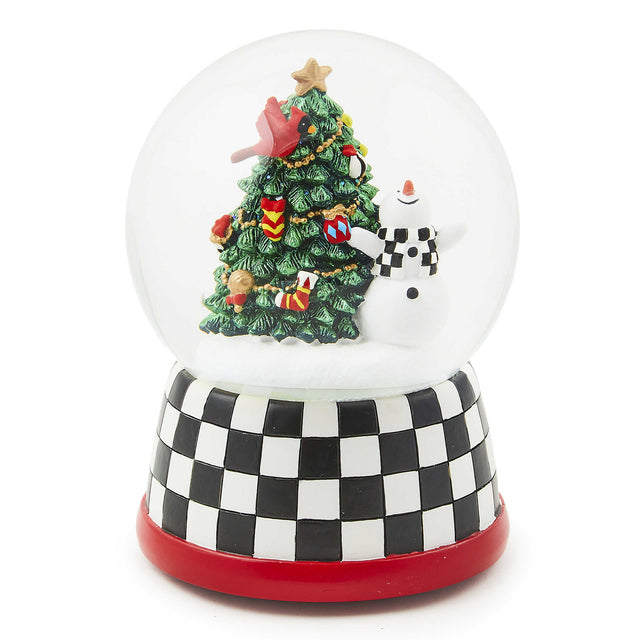 Mackenzie-Childs Cozy Christmas Snowman & Tree Snow Globe
