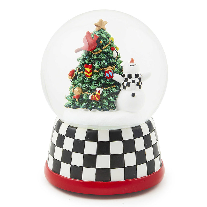 Mackenzie-Childs Cozy Christmas Snowman & Tree Snow Globe