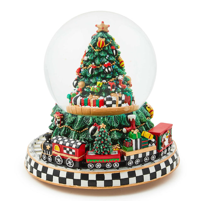 Mackenzie-Childs Cozy Christmas Tree & Train Snow Globe
