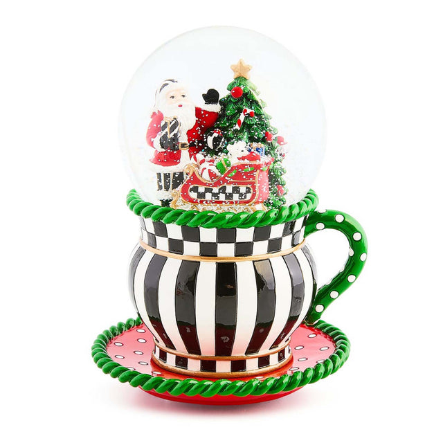 Mackenzie-Childs Check It Out Teacup Snow Globe