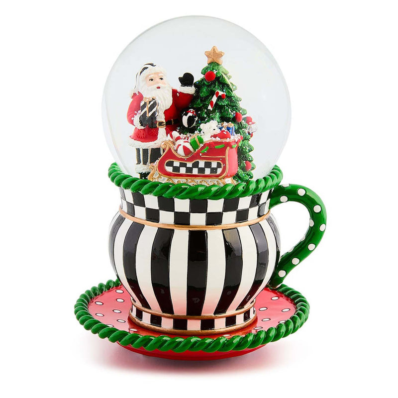 Mackenzie-Childs Check It Out Teacup Snow Globe