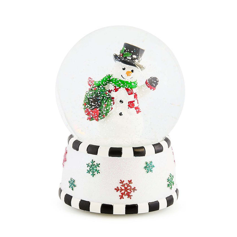 Mackenzie-Childs Check It Out Snowman Snow Globe