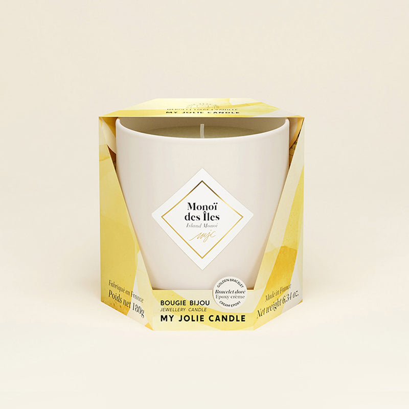 My Jolie Candle Monoi of the Islands Jewel Candle, Cream Pearl Bracelet