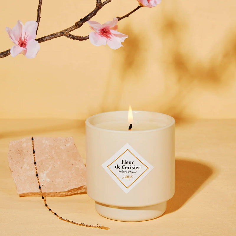 My Jolie Candle Sakura Flower Jewel Candle, Black Pearl Bracelet