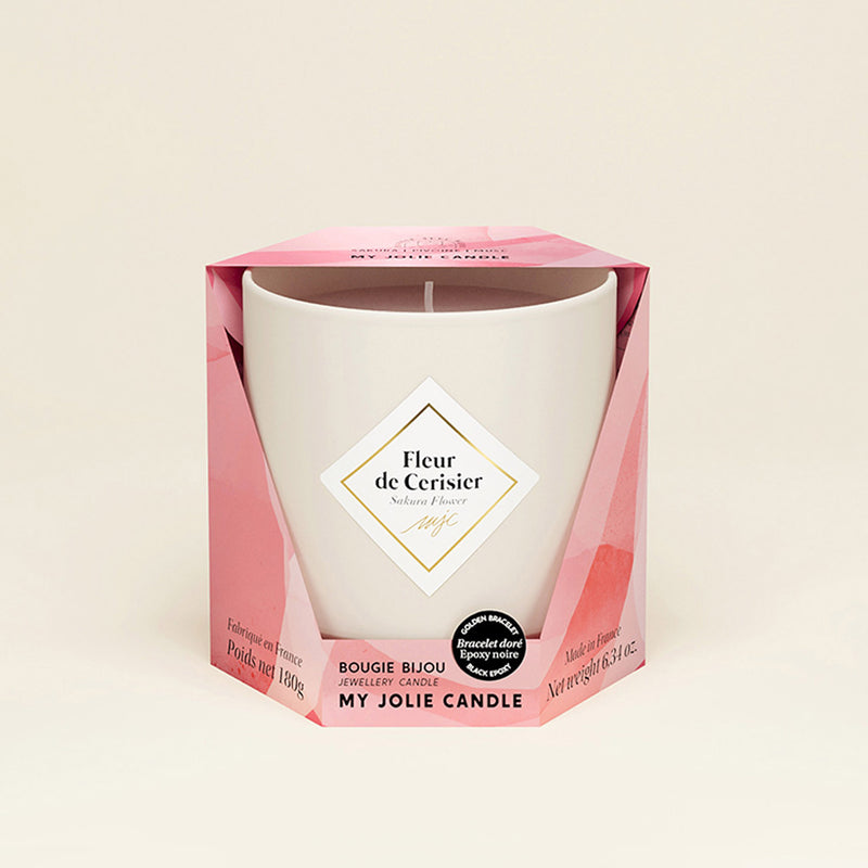 My Jolie Candle Sakura Flower Jewel Candle, Black Pearl Bracelet