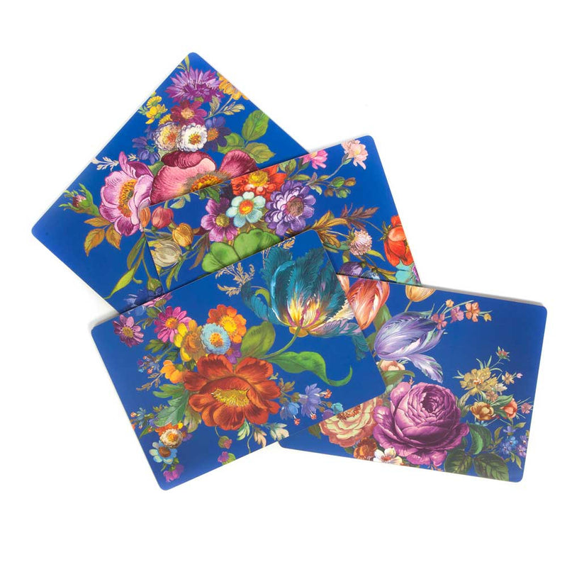 Mackenzie-Childs Flower Market Lapis Cork Back Placemats, Set of 4
