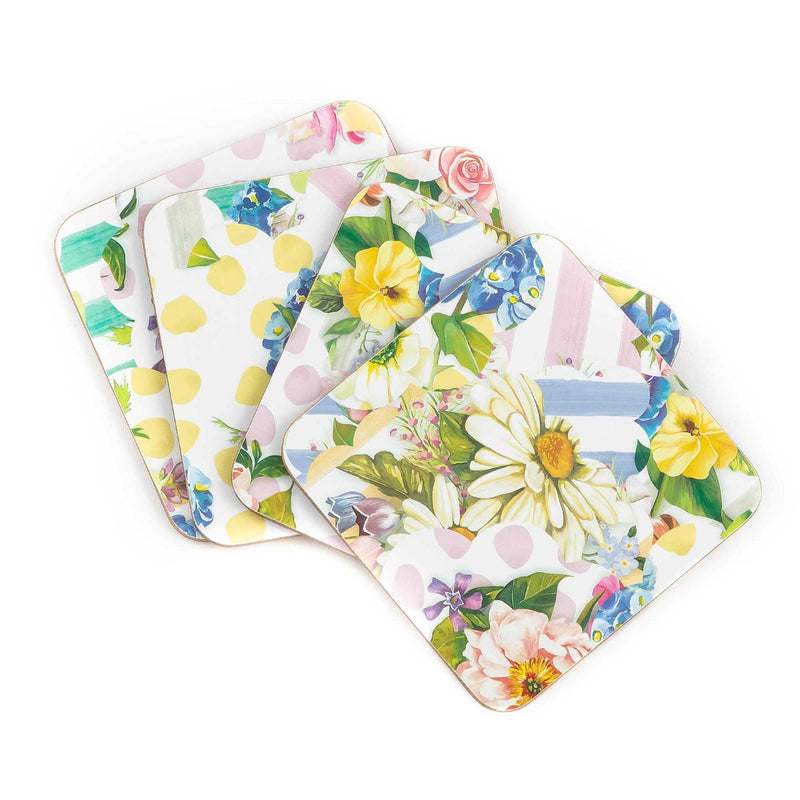 Mackenzie-Childs Wildflowers Cork Back Coasters