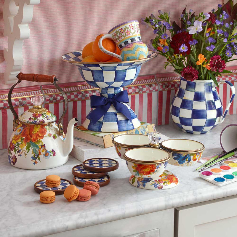 Mackenzie-Childs Royal Check Circle Coasters