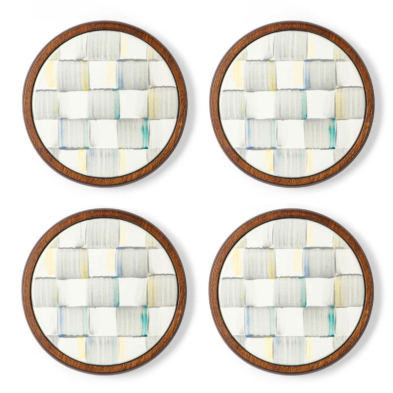 Mackenzie-Childs Sterling Check Enamel Coasters, Set Of 4
