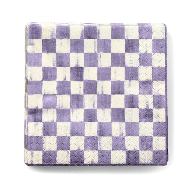 Mackenzie Childs Violet Check Cocktail Paper Napkins