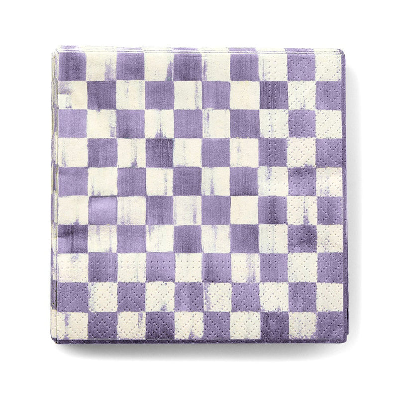 Mackenzie Childs Violet Check Cocktail Paper Napkins