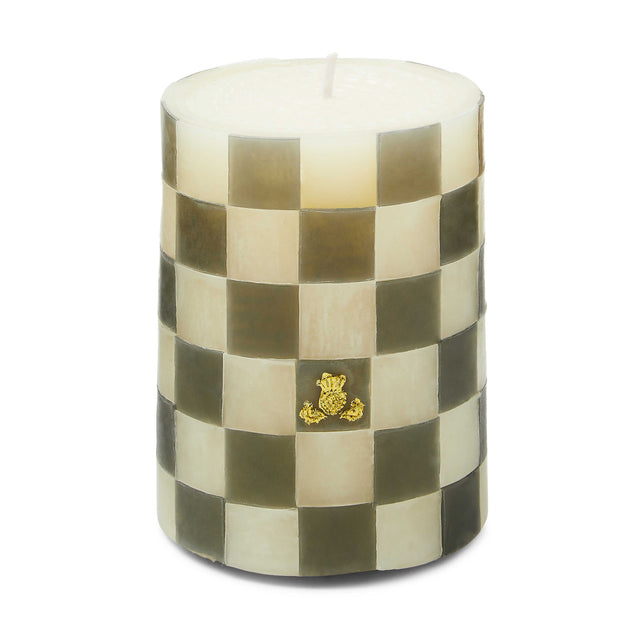 Mackenzie-Childs Check Grey 4" Pillar Candle