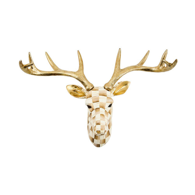 Mackenzie-Childs Mocha Check Small Deer Wall Decor