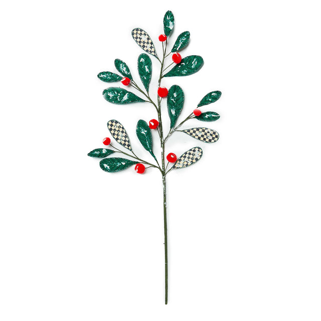 Mackenzie-Childs Cozy Christmas Mistletoe Spray Stem