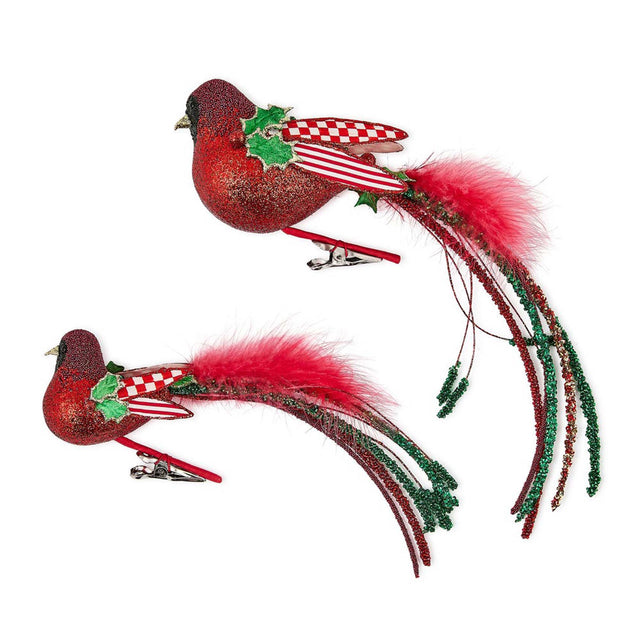 Mackenzie-Childs Check It Out Bird Clips, Set Of 2
